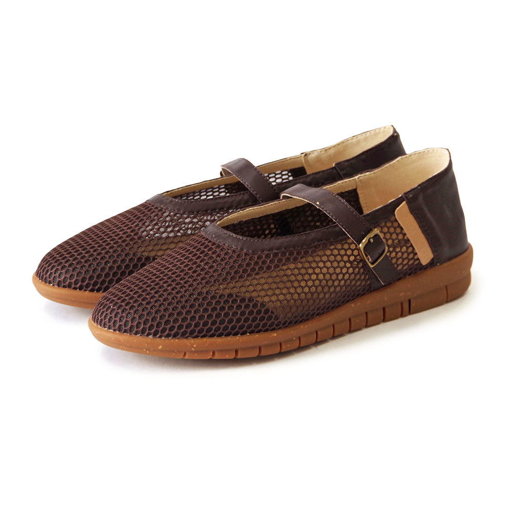 CAMPER ダークブラウン メリージェーンシューズ メッシュメリージェーンフラットシューズ【25M01】DARK BROWN