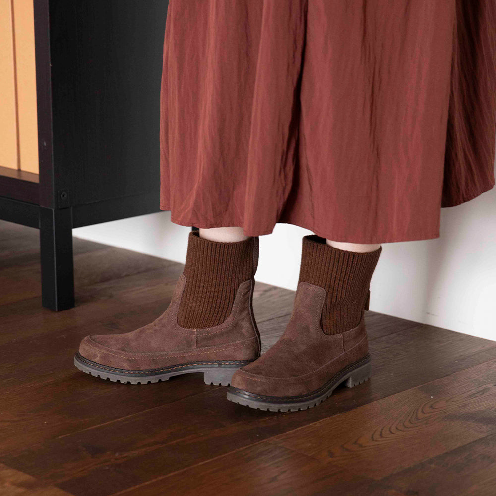 リブニットブーツ【18M09】DARK BROWN