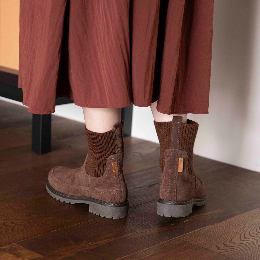 リブニットブーツ【18M09】DARK BROWN