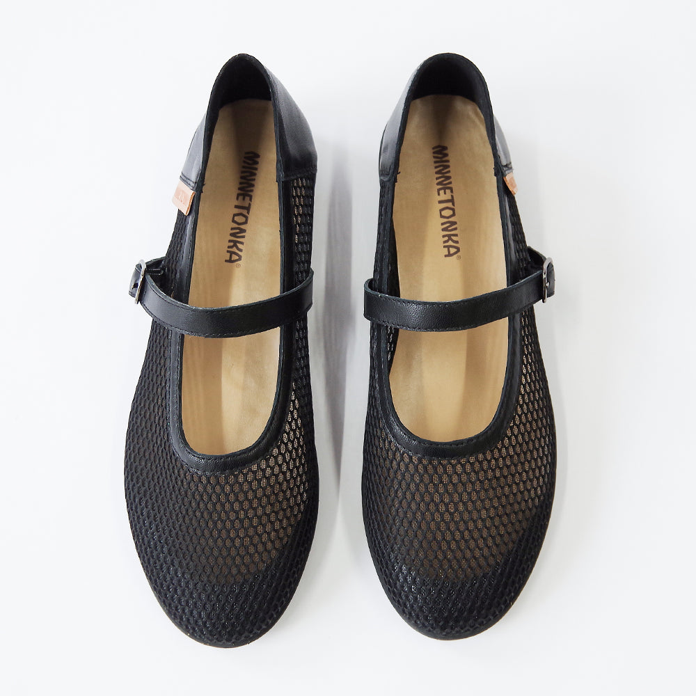 メッシュメリージェーンフラットシューズ【25M01】BLACK