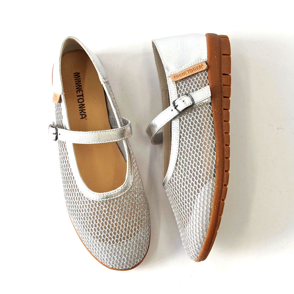 メッシュメリージェーンフラットシューズ【25M01】SILVER – MINNETONKA