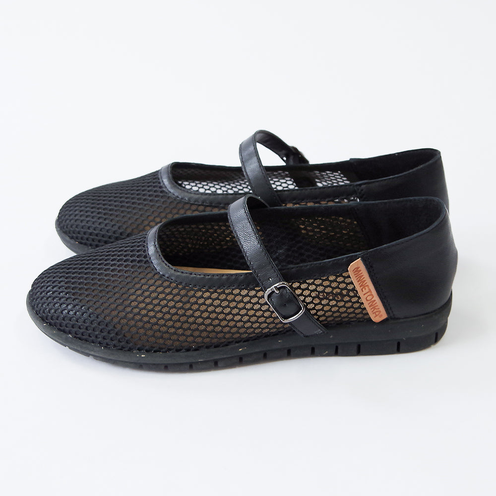 メッシュメリージェーンフラットシューズ【25M01】BLACK – MINNETONKA
