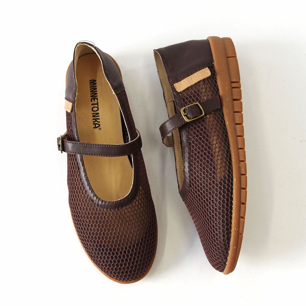 メッシュメリージェーンフラットシューズ【25M01】DARK BROWN