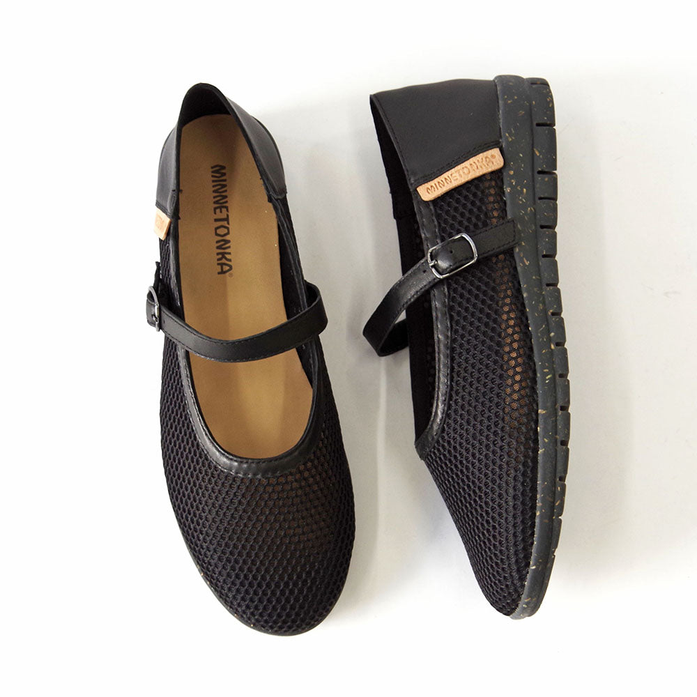 メッシュメリージェーンフラットシューズ【25M01】BLACK – MINNETONKA