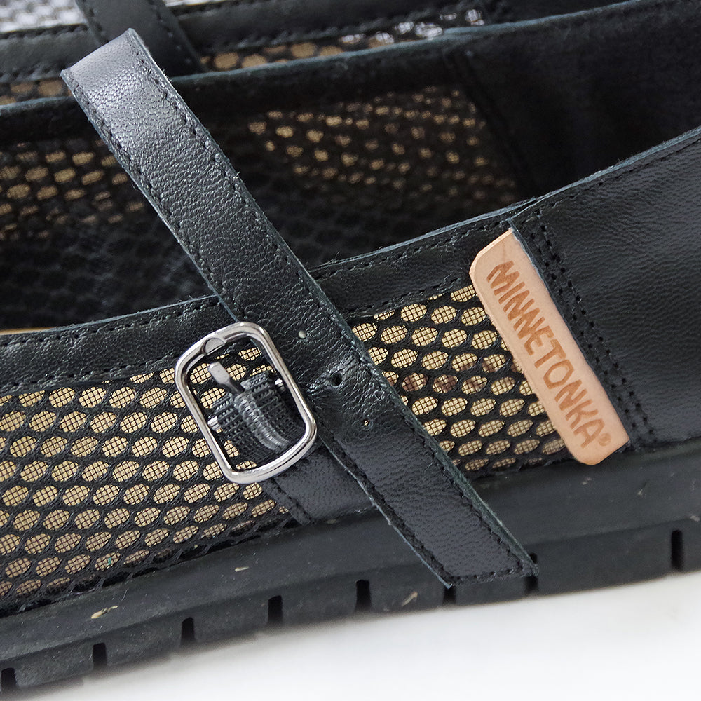 メッシュメリージェーンフラットシューズ【25M01】BLACK