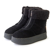 厚底フロントジップボアブーツ 【25M04】 BLACK