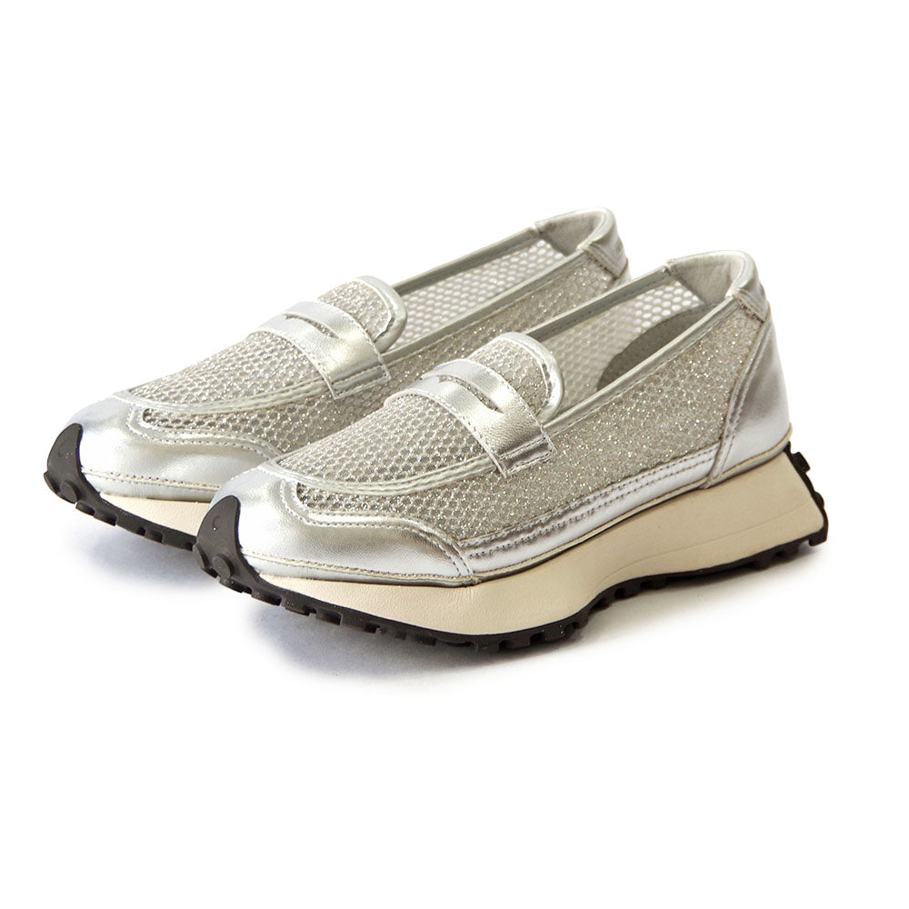 ローファースニーカー【26M02】SILVER