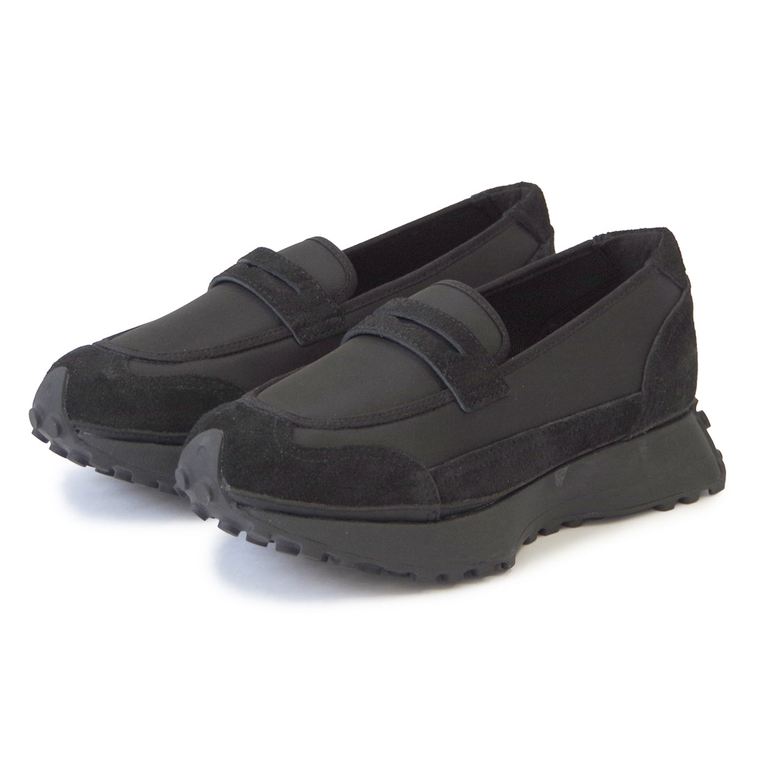 ナイロンローファースニーカー【26M02】BLACK BLACK