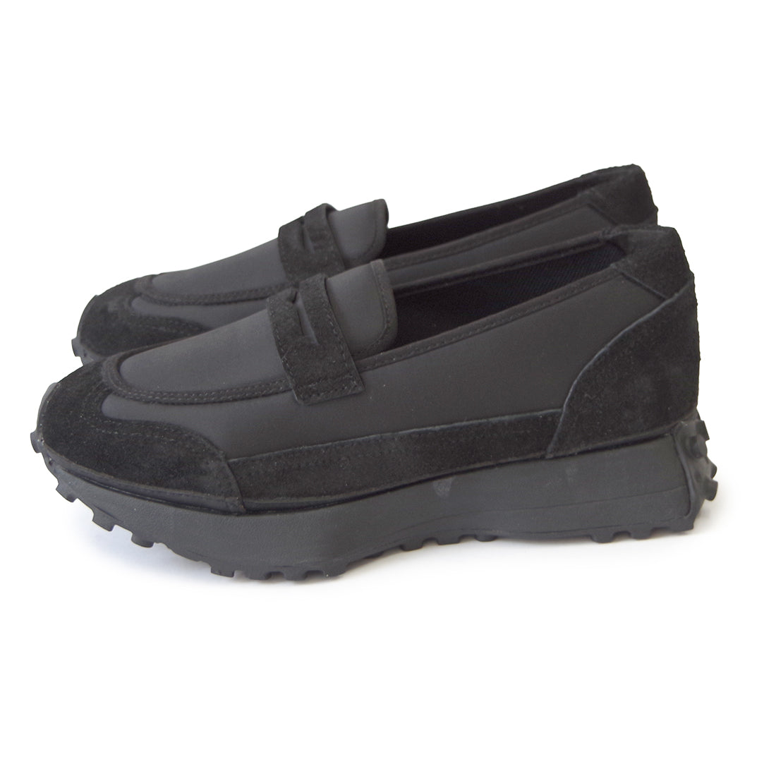 ナイロンローファースニーカー【26M02】BLACK BLACK