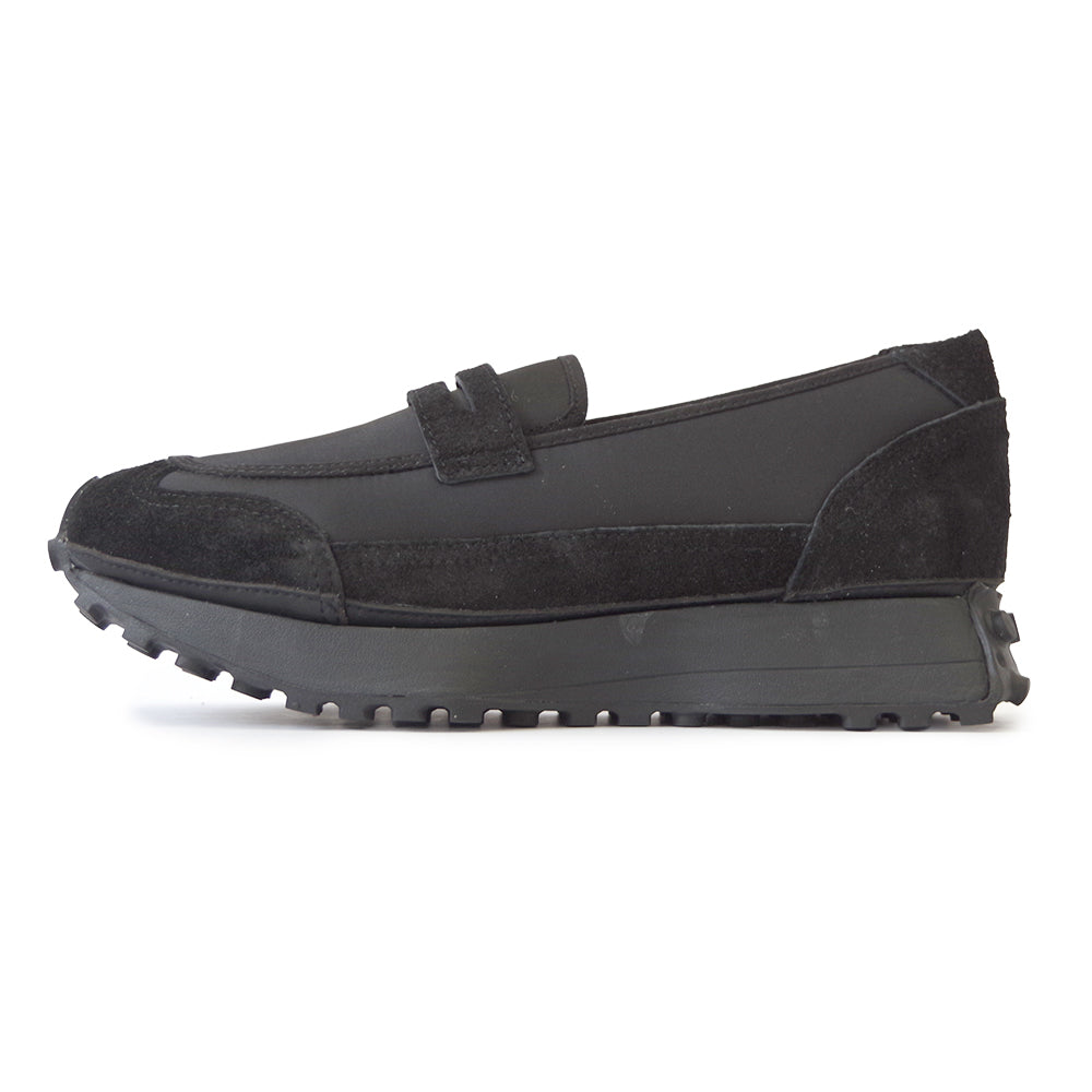 ナイロンローファースニーカー【26M02】BLACK BLACK
