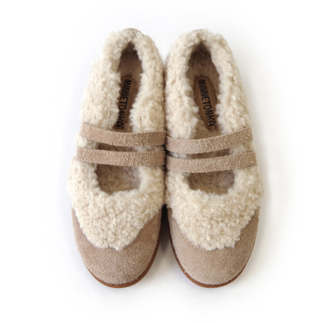 ダブルストラップボアバレエシューズ【26M07】OFF WHITE