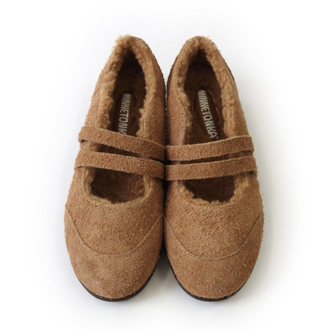 ダブルストラップボアバレエシューズ【26M07】GREY BEIGE