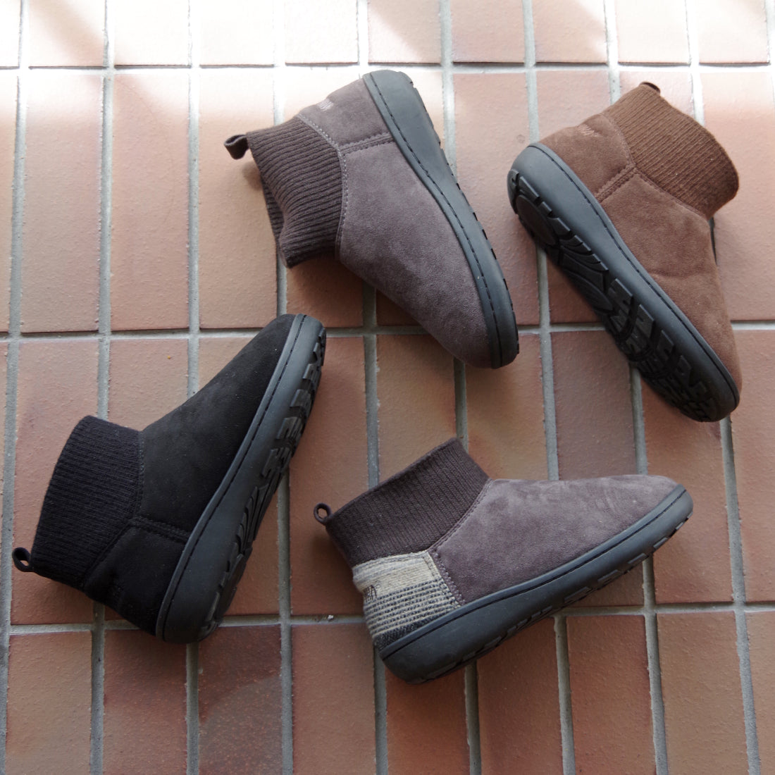 リブニットアンクルブーツ 【RIB KNIT ANKLE BOOTS】 BLACK