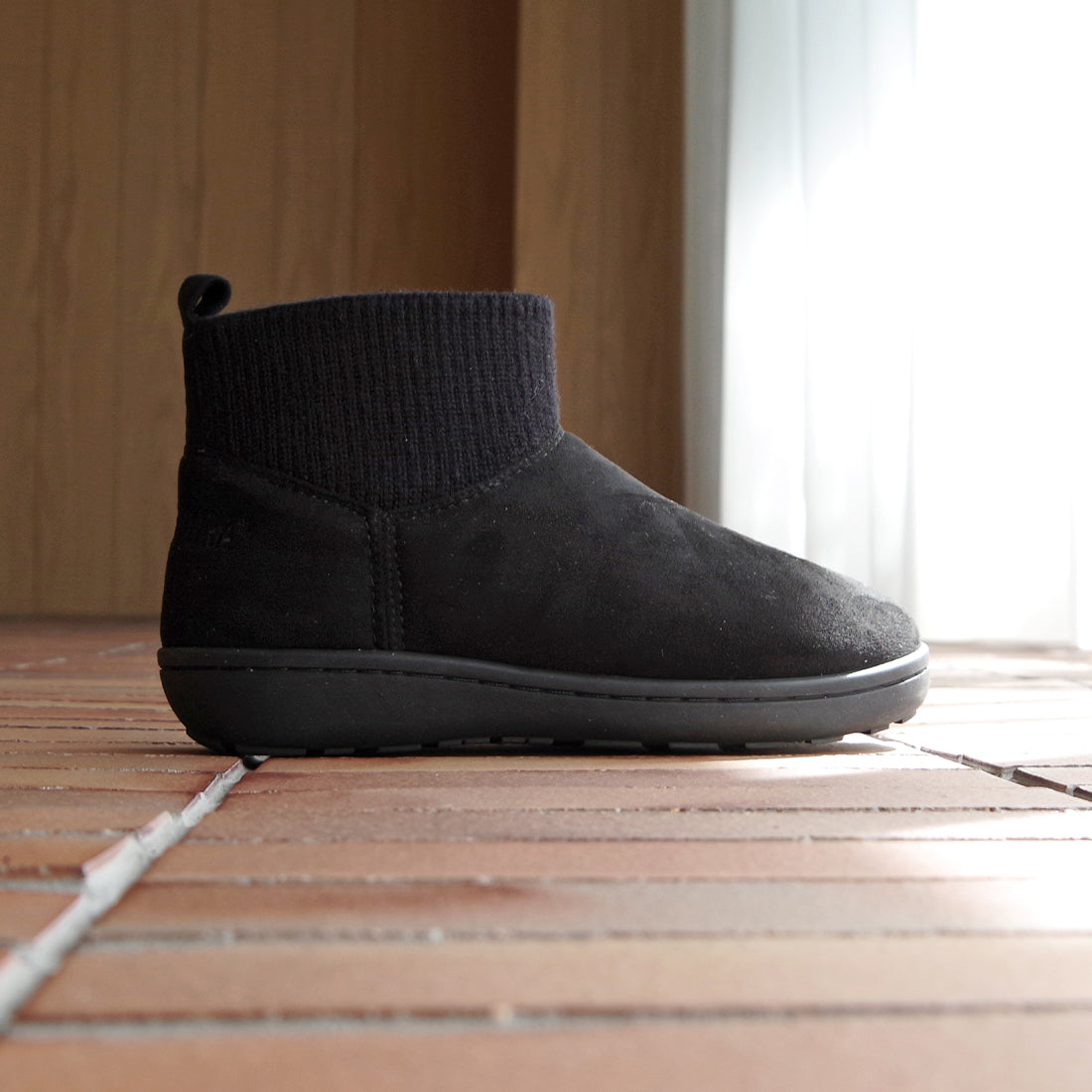 リブニットアンクルブーツ 【RIB KNIT ANKLE BOOTS】 BLACK