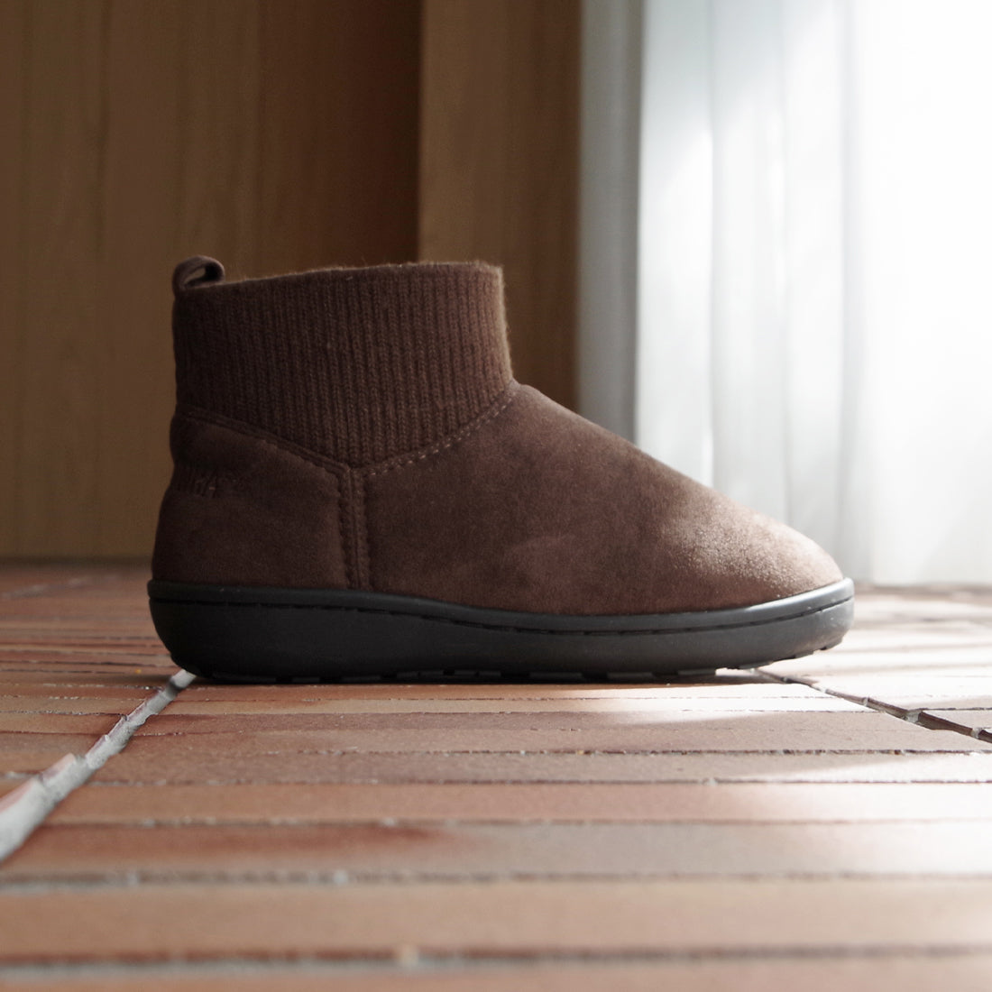リブニットアンクルブーツ 【RIB KNIT ANKLE BOOTS】 DARK BROWN