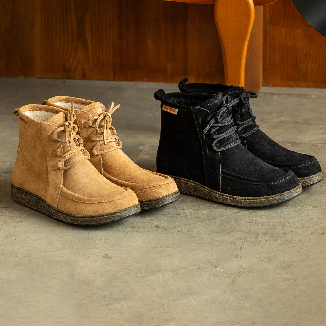 ボアつきレースアップブーツ【26M12】CAMEL