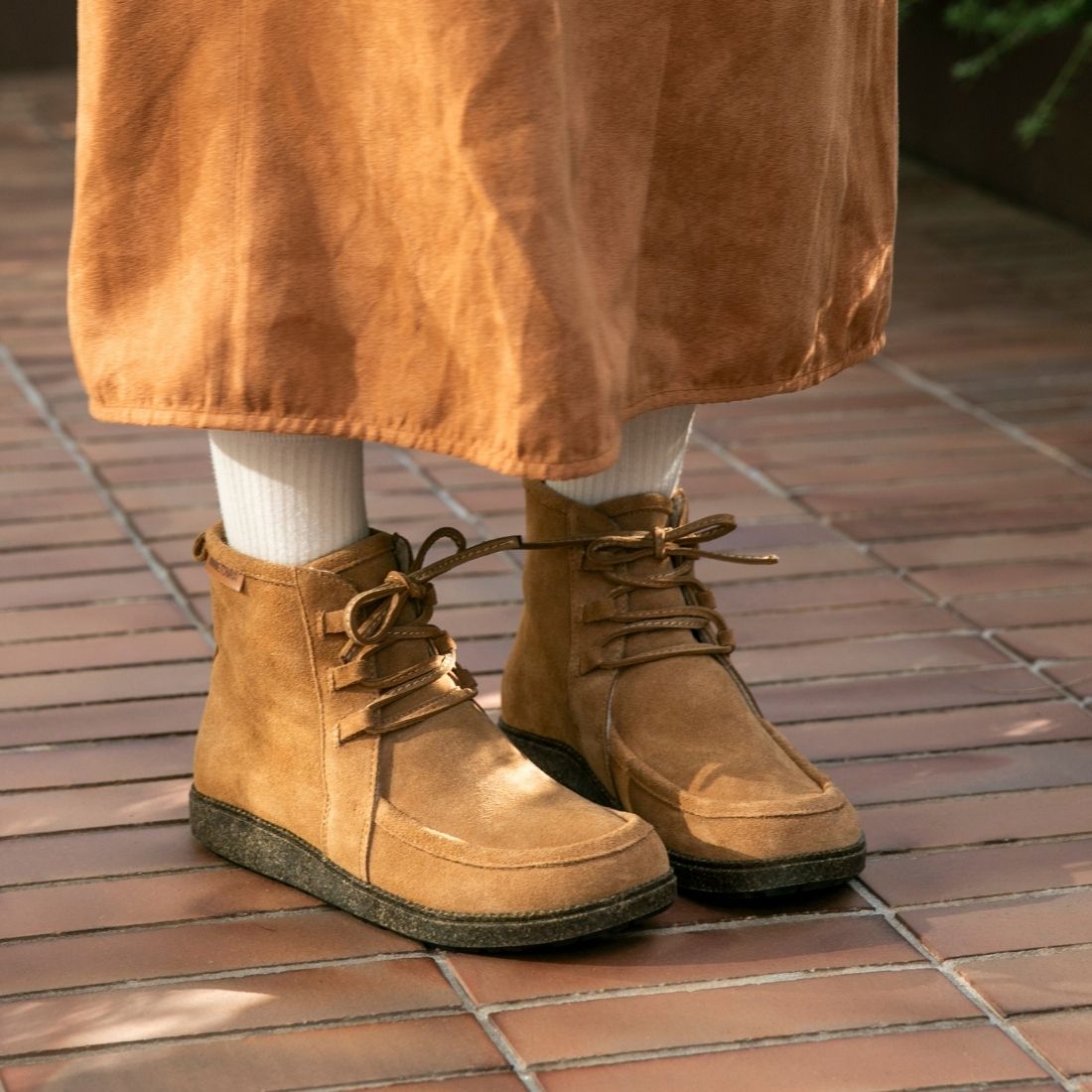ボアつきレースアップブーツ【26M12】CAMEL