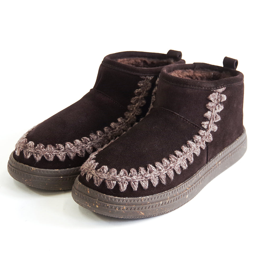 ニットステッチボアブーツ【24M07】DARK BROWN