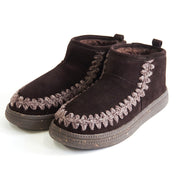 ニットステッチボアブーツ【24M07】DARK BROWN