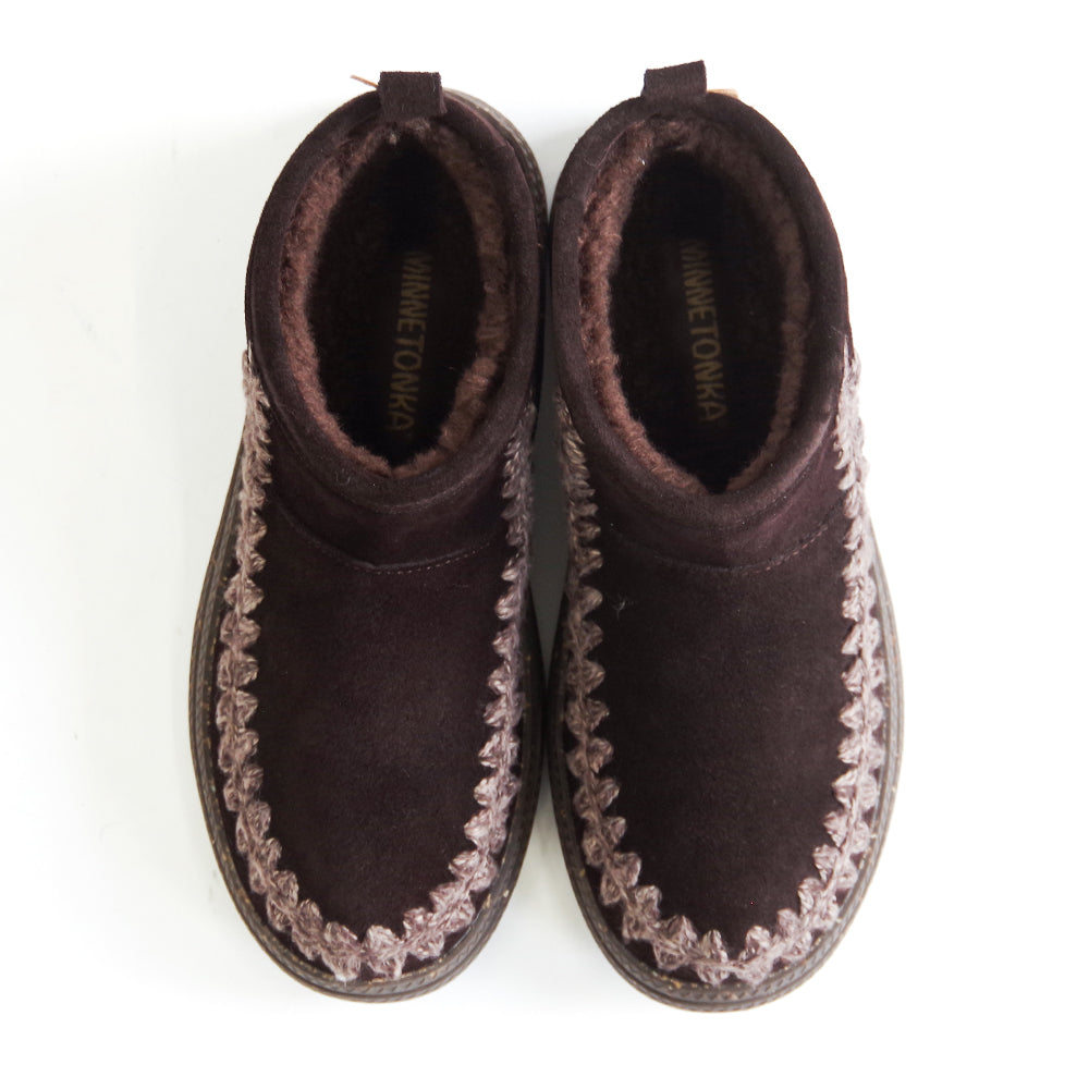 ニットステッチボアブーツ【24M07】DARK BROWN