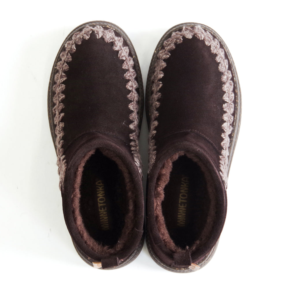 ニットステッチボアブーツ【24M07】DARK BROWN
