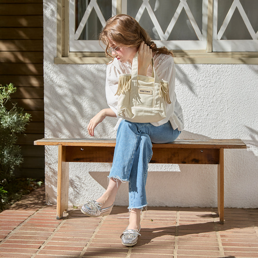 サイドフリンジトートバッグ【SIDE FRINGE 2WAY TOTE BAG】 IVORY