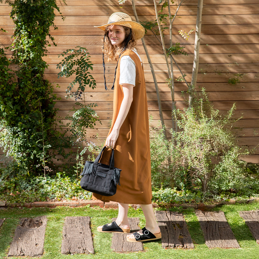 サイドフリンジトートバッグ【SIDE FRINGE 2WAY TOTE BAG】 BLACK