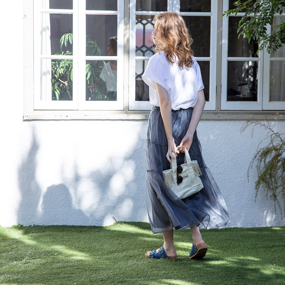 サイドフリンジトートバッグ【SIDE FRINGE 2WAY TOTE BAG】 IVORY