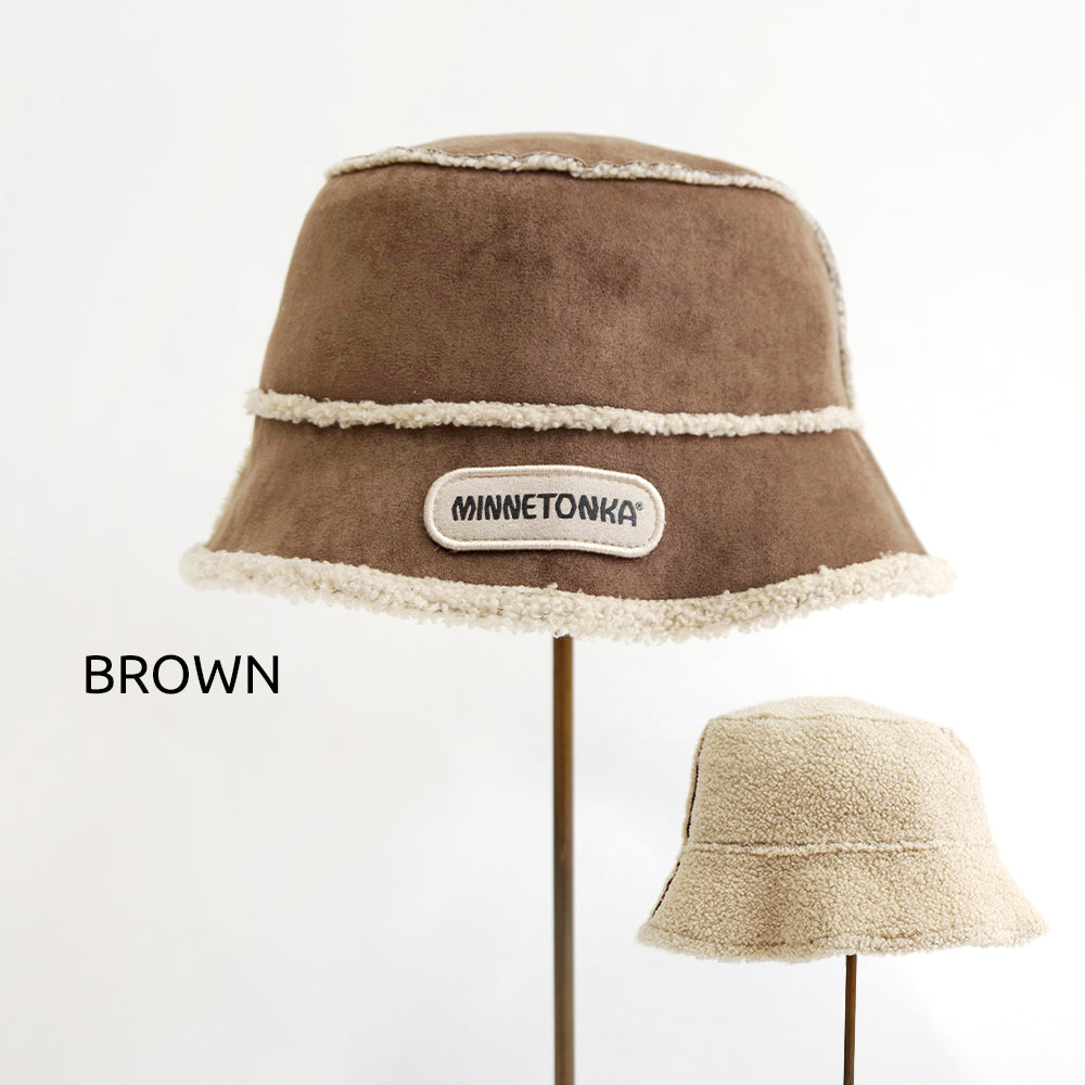 スエード× ボアリバーシブルバケットハット【SUEDE BOA REVERSIBLE BUCKET HAT】 BROWN