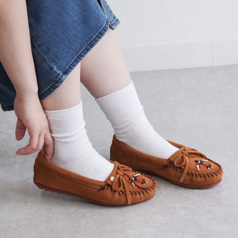 サンダーバード ビーズ刺繍 スエードモカシン【THUNDERBIRD ANIMIKII】BROWN