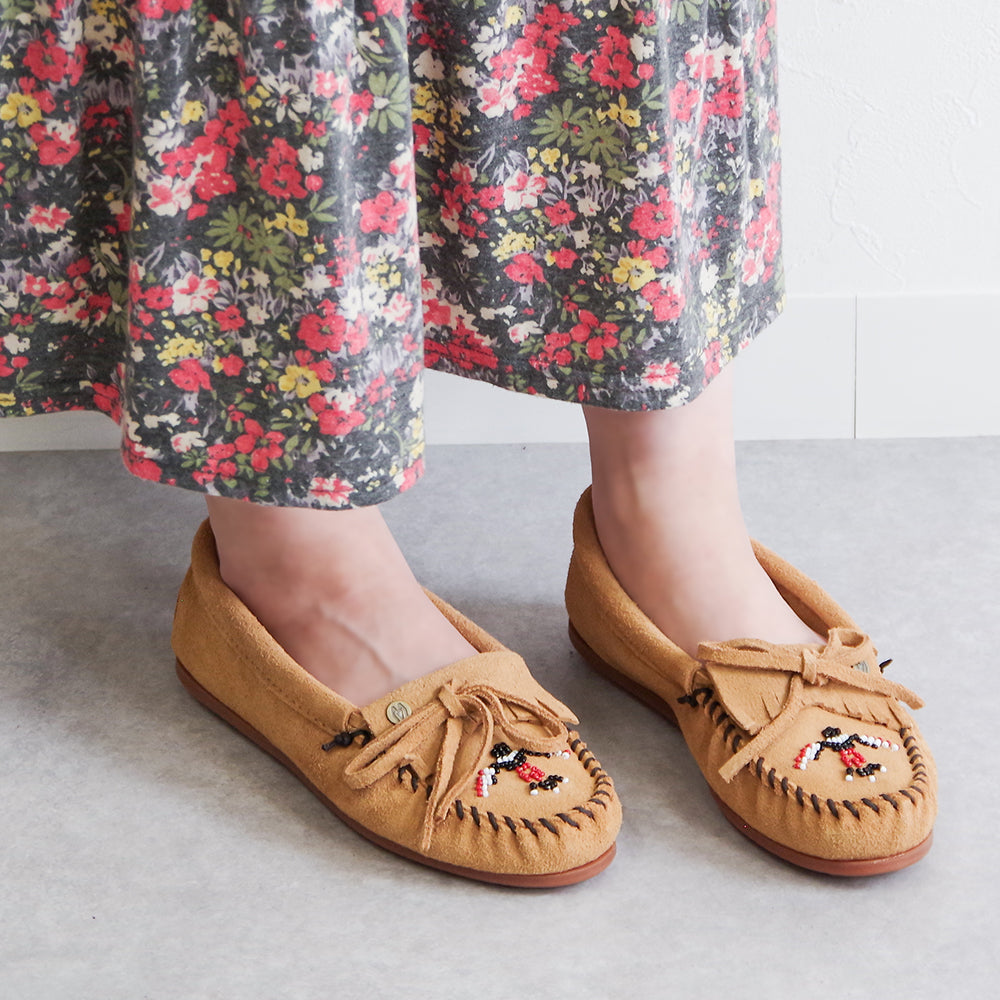 サンダーバード ビーズ刺繍 スエードモカシン【THUNDERBIRD ANIMIKII】TAUPE