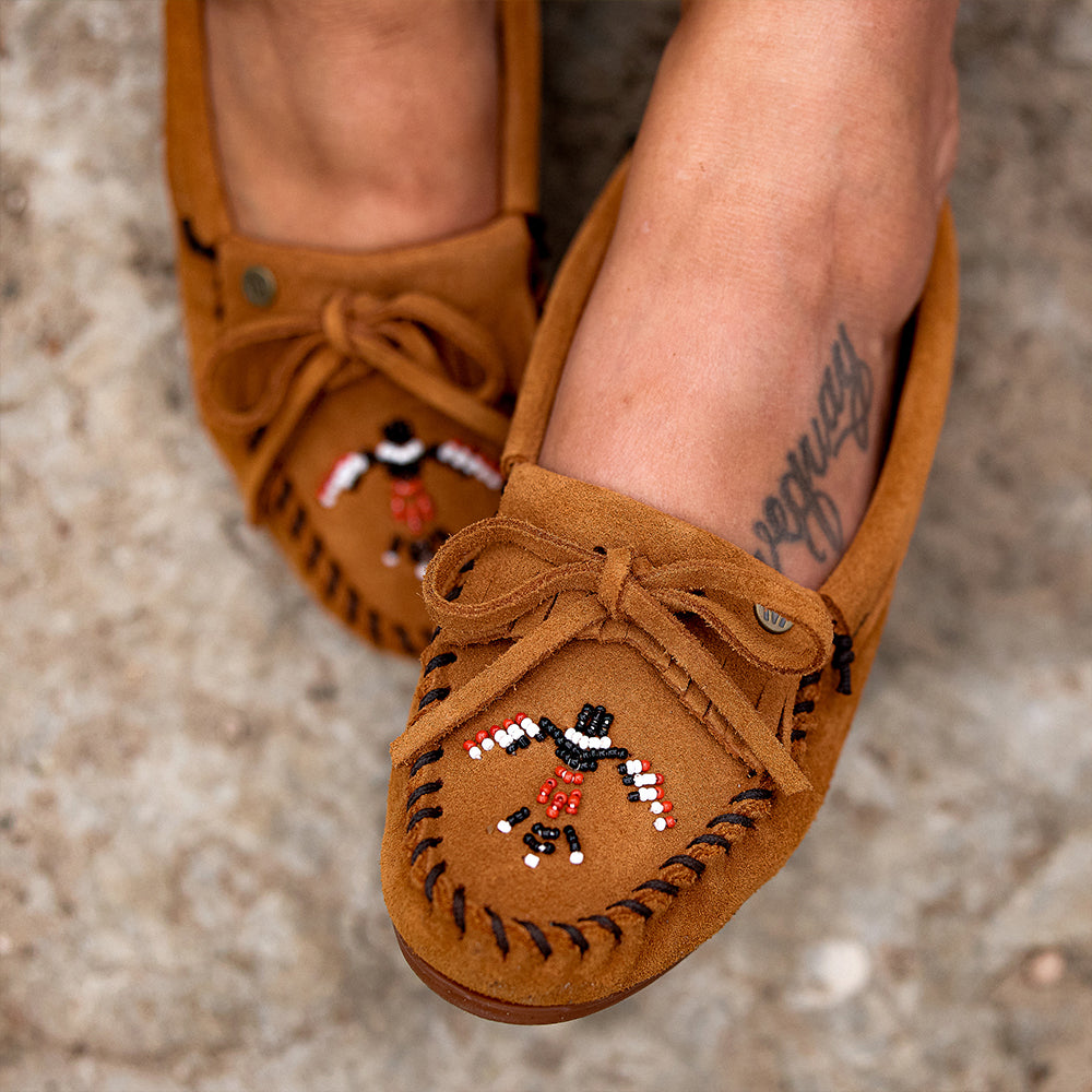 サンダーバード ビーズ刺繍 スエードモカシン【THUNDERBIRD ANIMIKII】BROWN