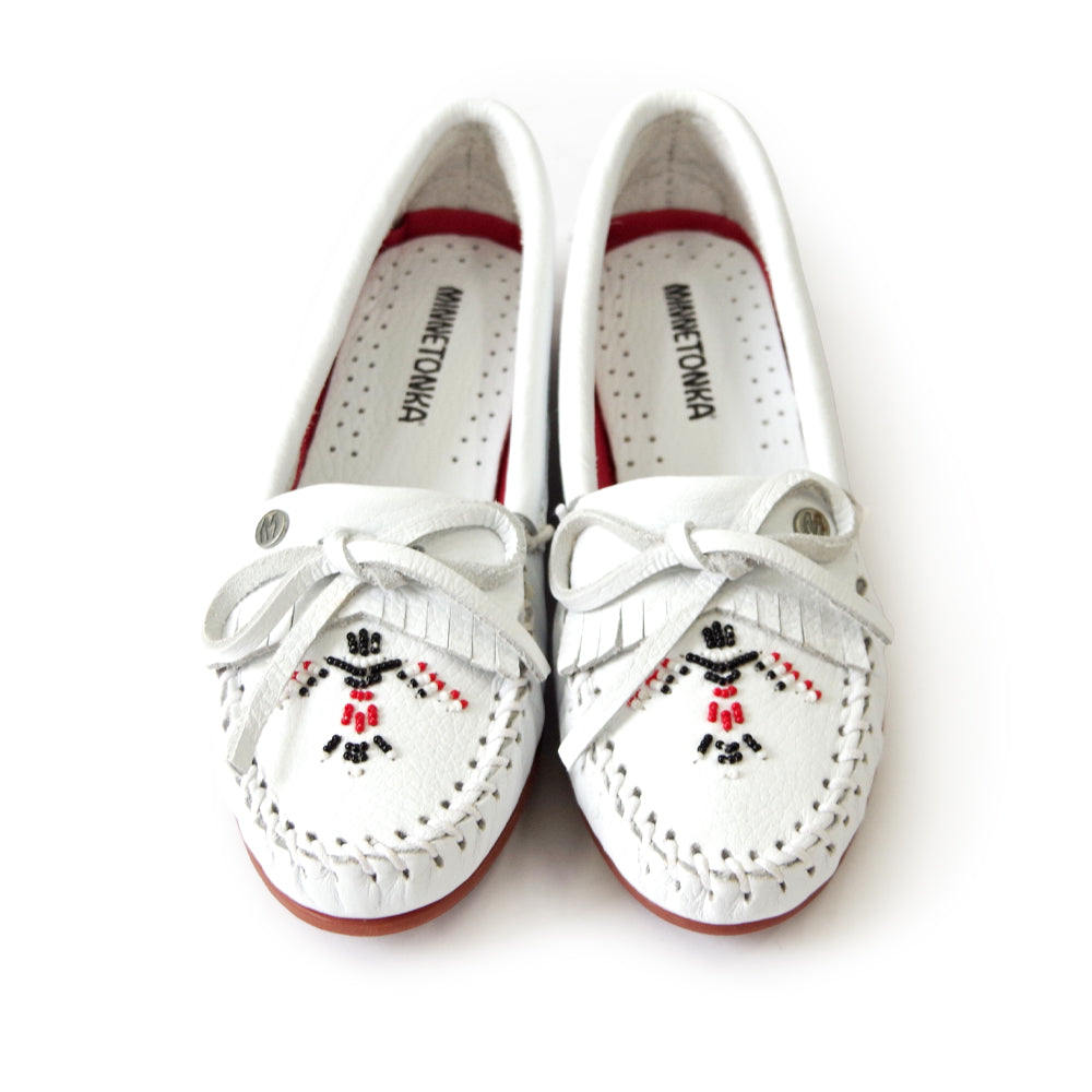 サンダーバード ビーズ刺繍 ホワイトモカシン【THUNDERBIRD ANIMIKII 604TB】WHITE